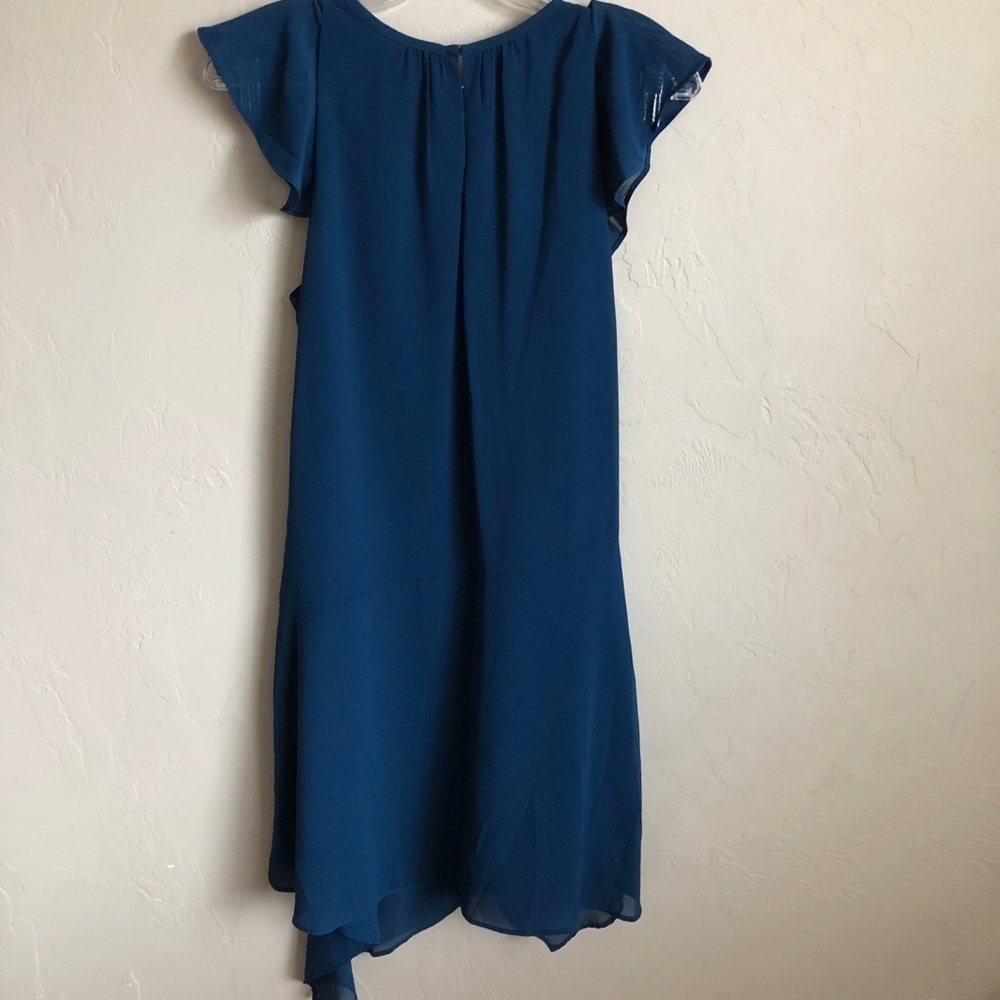 Parker Blue Asymmetrical Ruffle Mini Dress - Picture 11 of 12